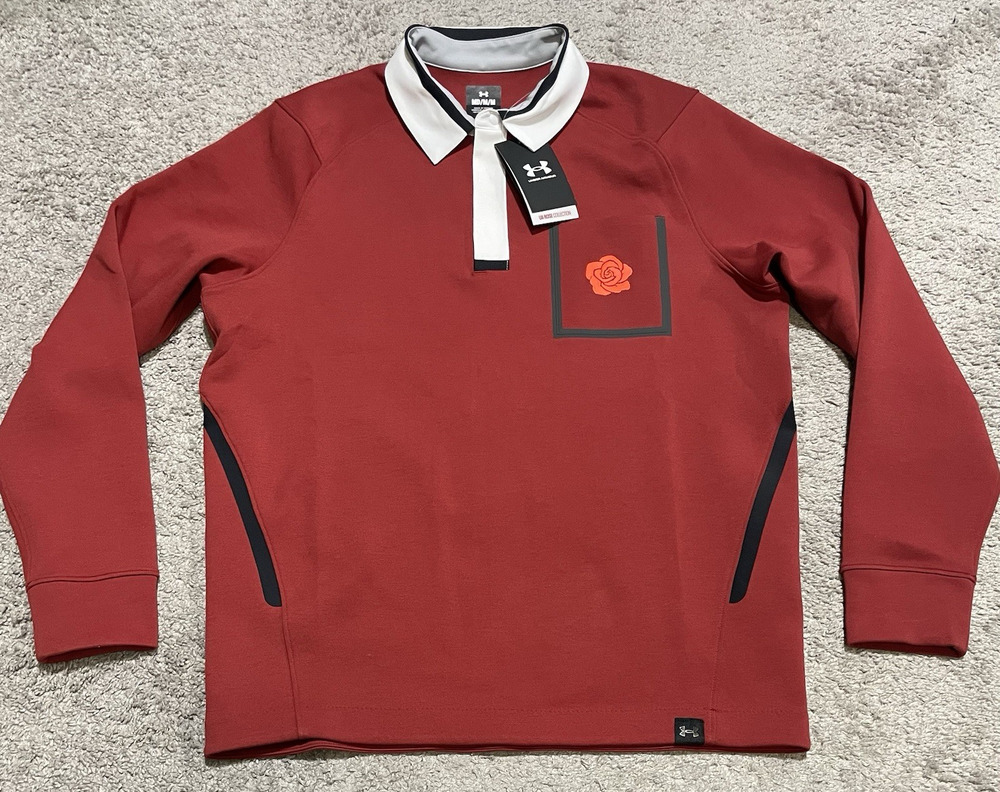 Under Armour Rose Rugby Long Sleeve Shirt Red 1377146-610 Men’s Size Medium NWT